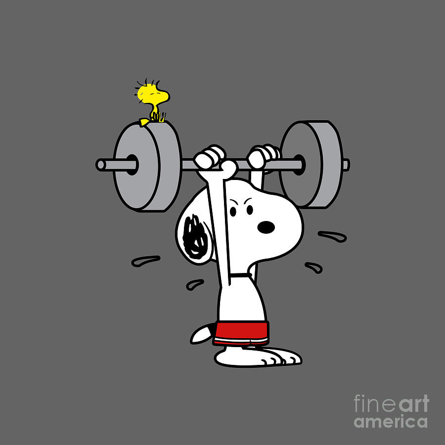 Snoopy Working Out - Snoopy Drawing by Elizabeth J Campbell - Fine Art ...