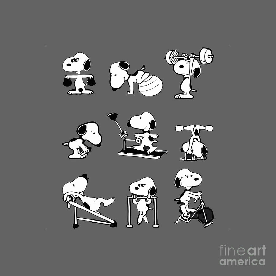 Snoopy Workout Positions Cross Fit GYM Digital Art by Suddata Cahyo