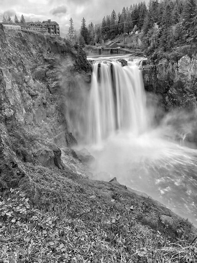 Snoqualmie Falls BW Photograph by Jerry Abbott