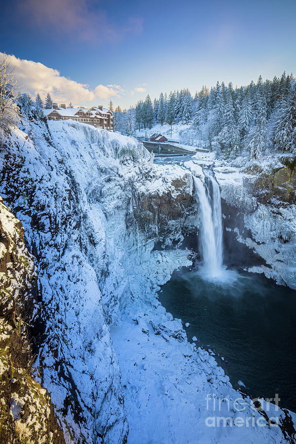 Snoqualmie Falls in winter Photograph by Inge Johnsson