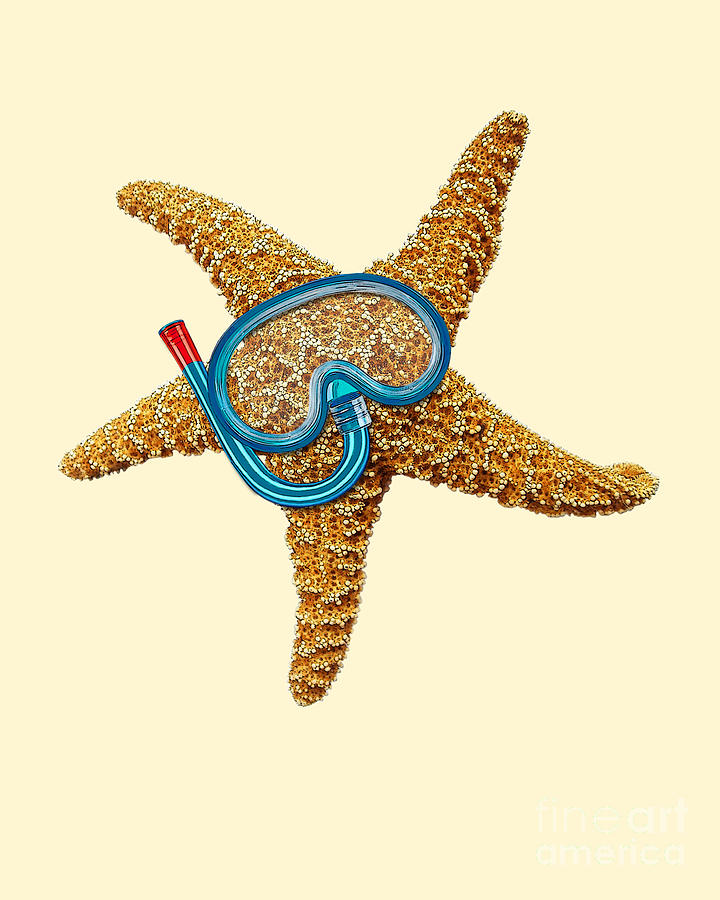 Fish Mixed Media - Snorkeling starfish by Madame Memento
