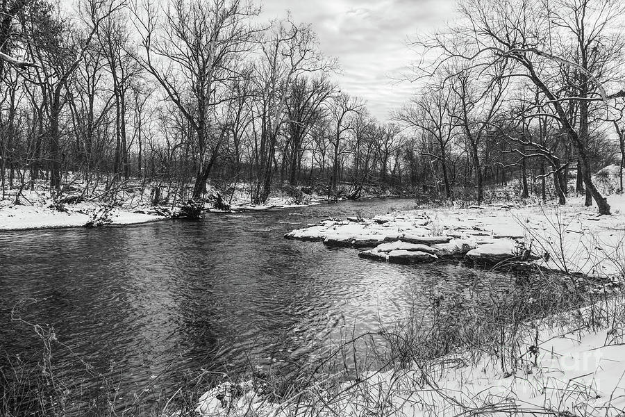 Snow Along James River Grayscale Photograph by Jennifer White | Fine ...