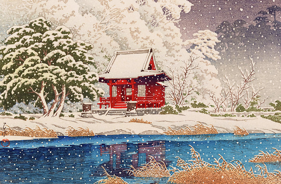 Snow around a Shrine Painting by Kawase Hasui - Fine Art America