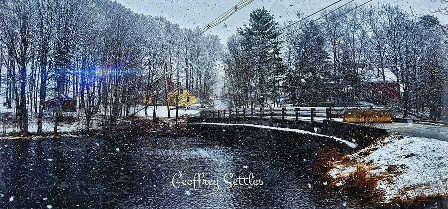 Snow at Bridge Photograph by Geoffrey Settles