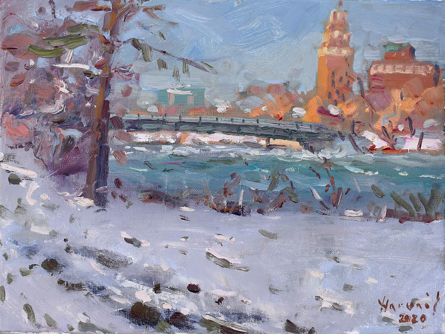 Winter Painting - Snow at Goat Island  by Ylli Haruni