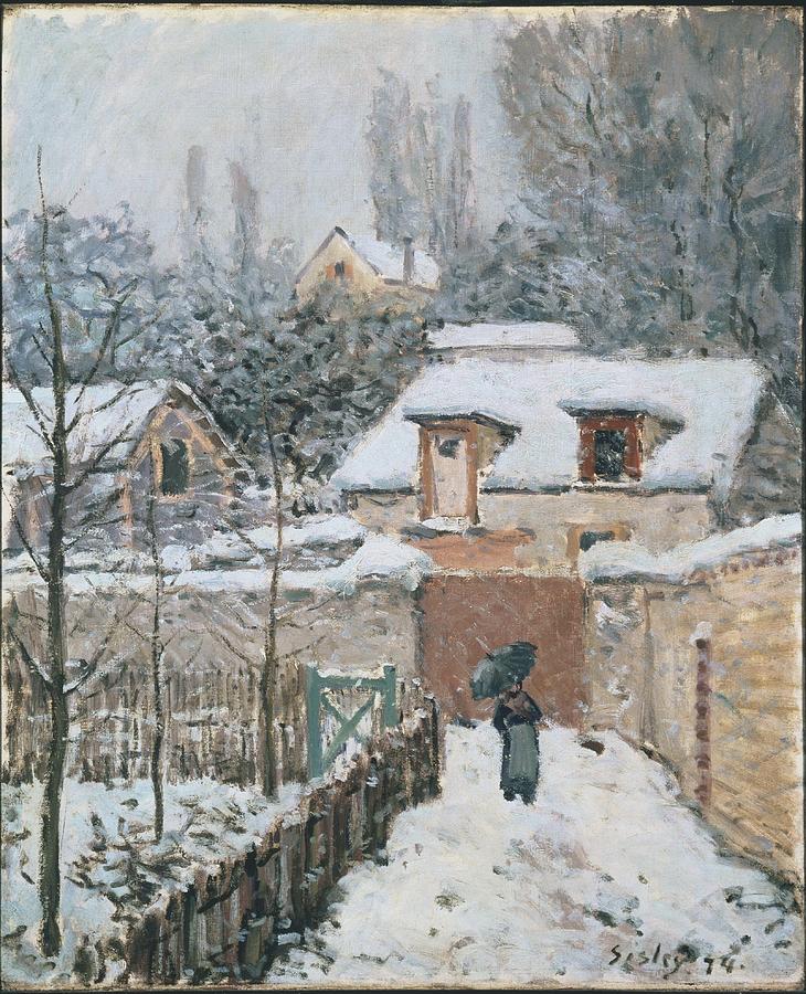 Winter Digital Art - Snow at Louveciennes by Alfred Sisley by Celestial Images
