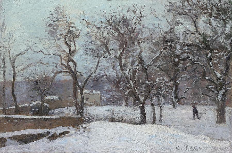 Camille Pissarro Drawing - Snow at Louveciennes c  by Camille Pissarro French