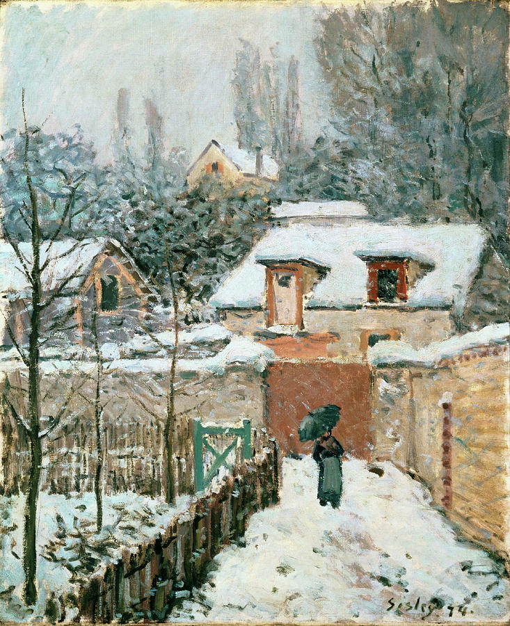Alfred Sisley Painting - Snow at Louveciennes. Date/Period 1874. Painting. Oil on canvas. by Alfred Sisley