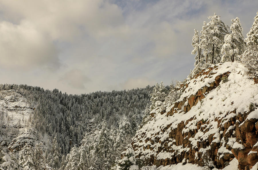 Snow at Oak Creek Canyon Overlook 1 Photograph by Dawn Richards