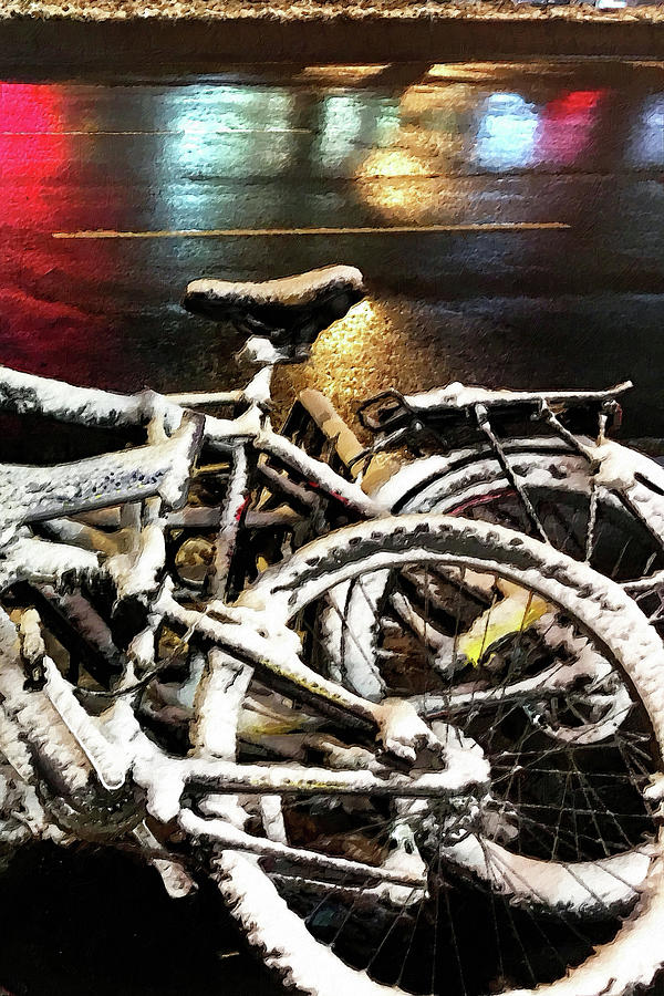 Snow Bikes In The City Painting by Tony Rubino
