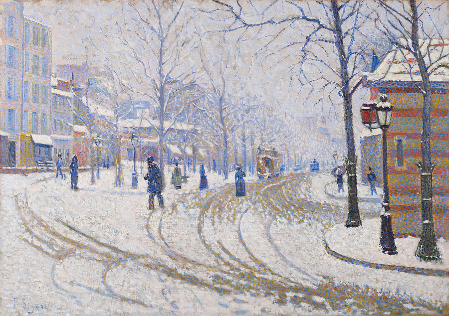 Paul Signac Painting - Snow, Boulevard de Clichy, Paris - Paul Signac by Aesthetics Store