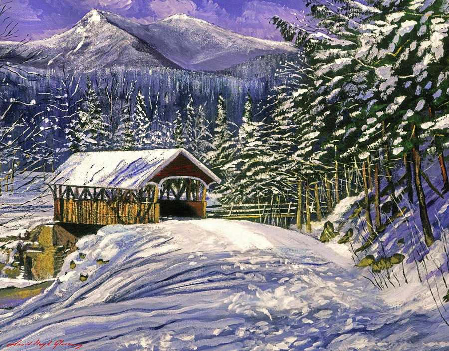 Snow Bridge Painting by David Lloyd Glover
