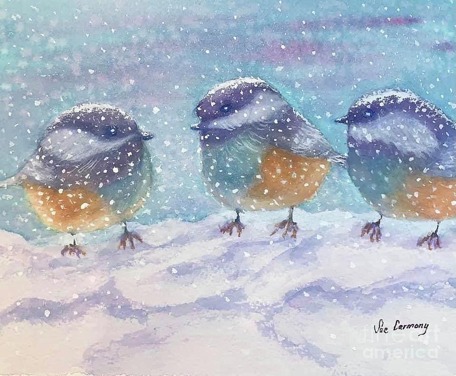 Bird Painting - Snow Buddies by Sue Carmony