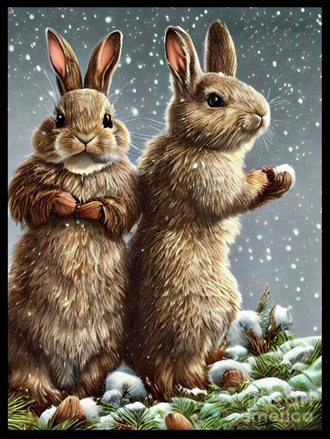 Snow Bunnies Digital Art