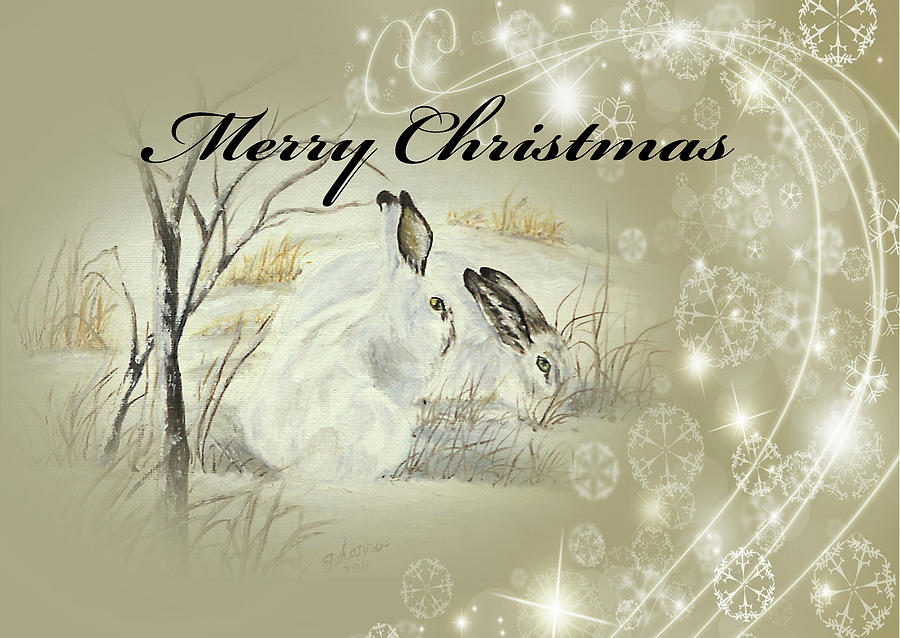 Snow Bunnies Christmas Painting by Johanna Lerwick