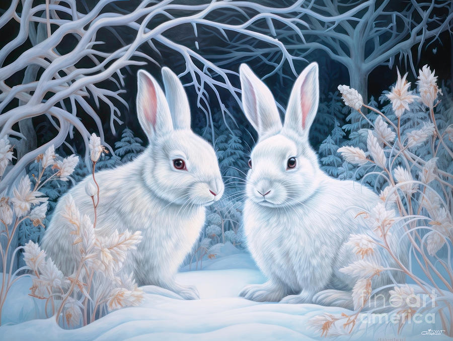 Snow Bunnies Digital Art by Jutta Maria Pusl