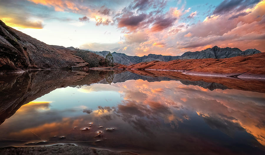 Snow Canyon Sunset Reflection Photograph by Michael Ash