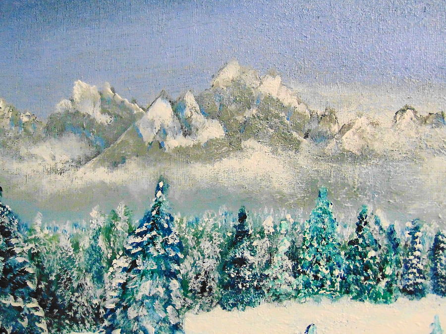 Snow Capped Mountain Landscape Painting By Lynn And Jacob Joyner - Fine 