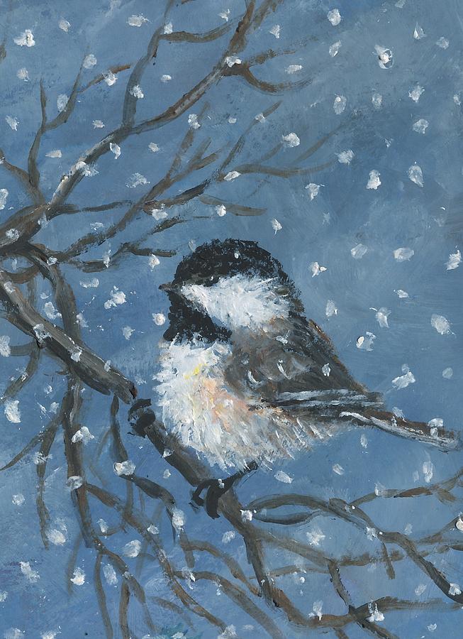 Snow Chickadee Set 26 Bird 2 Painting by Kathleen McDermott