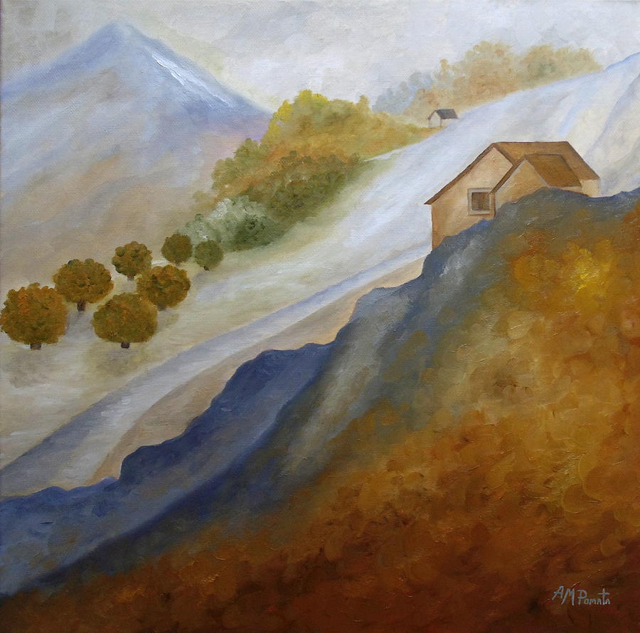Snow-clad Hillside Painting by Angeles M Pomata