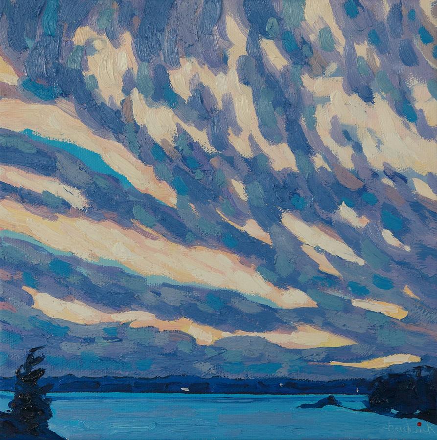 Snow Coming February Sunset Painting by Phil Chadwick