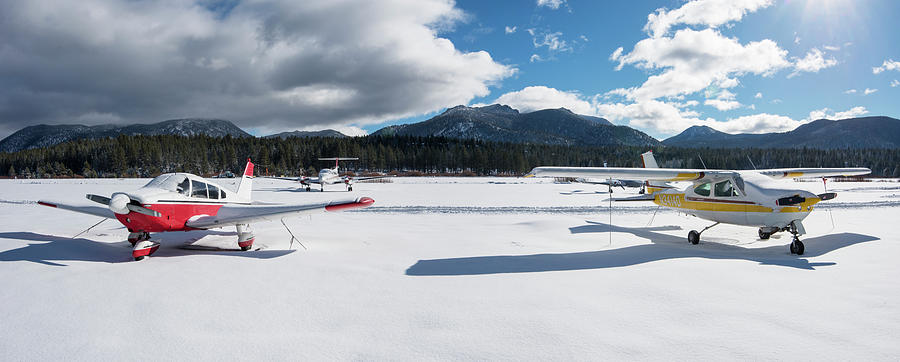 Snow Covered Airplanes At Lake Tahoe Airport Photograph