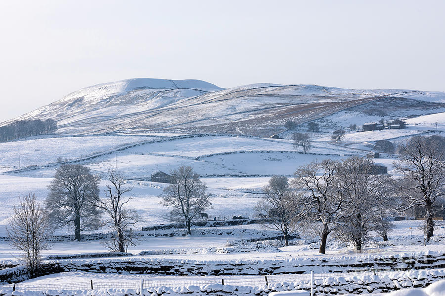 Snow covered hills in Hawes Wensleydale Yorkshire Dales Photograph by Louise Heusinkveld