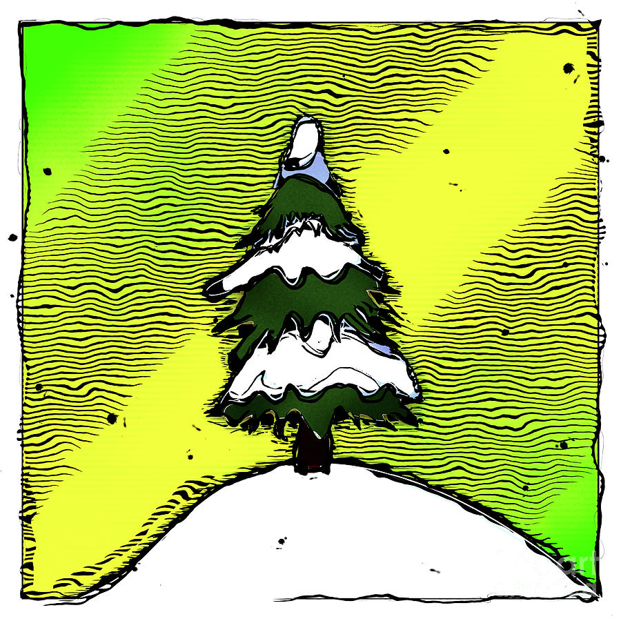 Snow Covered Pine Tree Digital Art by Phil Perkins