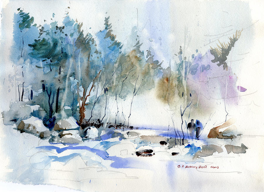 Snow Covered Stream Painting