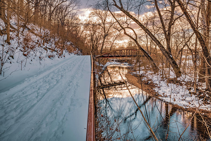 Snow Covered Trails Along The Arkansas Razorback Regional Greenway Photograph by Gregory Ballos