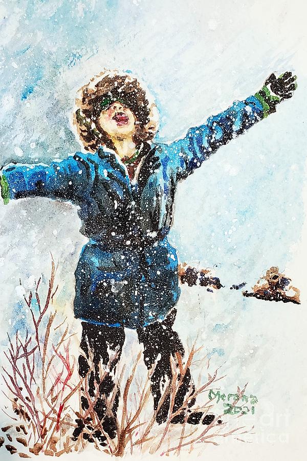 Snow Day 5 Painting by Merana Cadorette