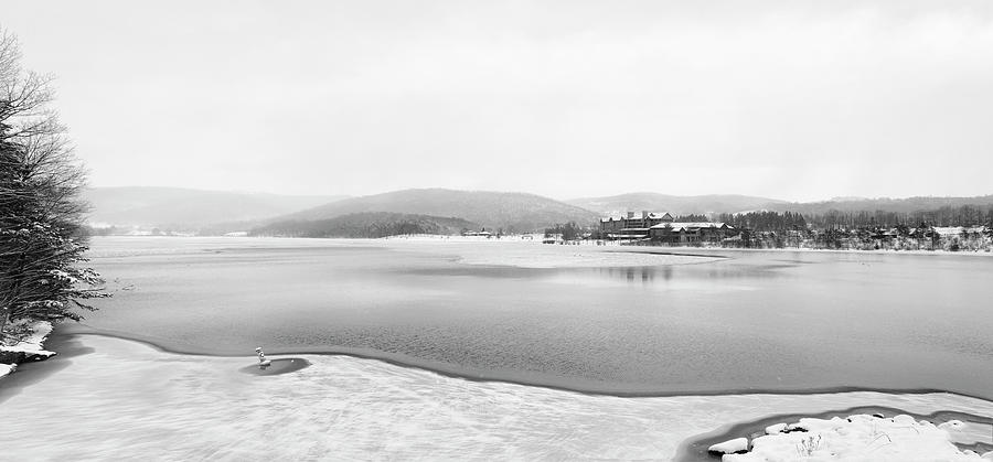 Snow Day at Rocky Gap in Black and White Photograph by Amber Kresge