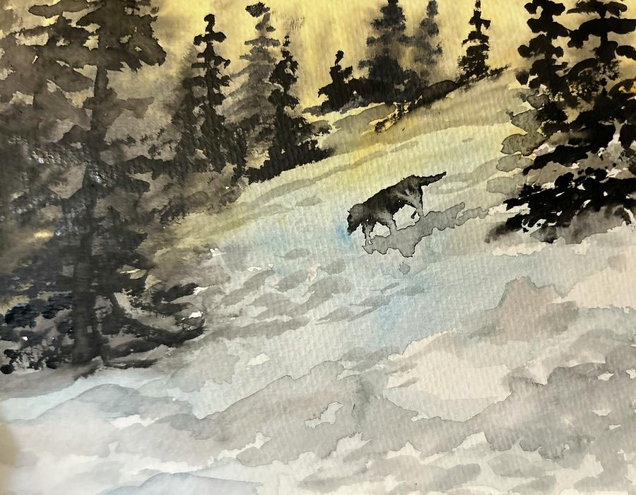 Snow Dog Painting by Larry Whitler