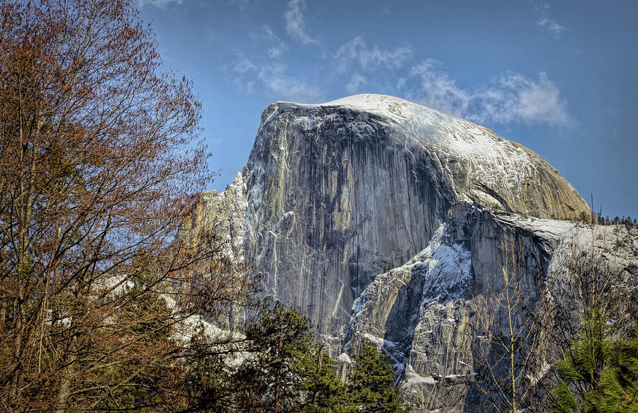 Snow-dusted Half Dome Photograph