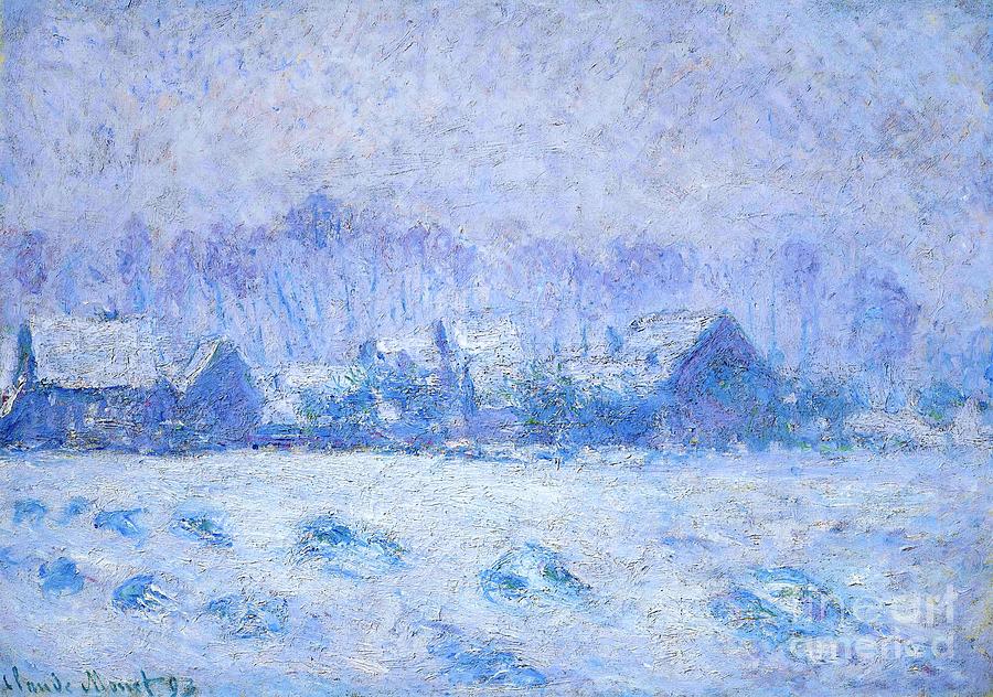Snow effect at Giverny Painting by Claude Monet