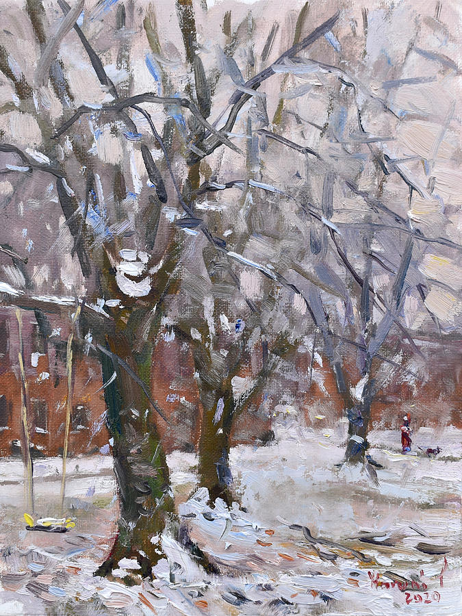 Snow Falling Painting by Ylli Haruni