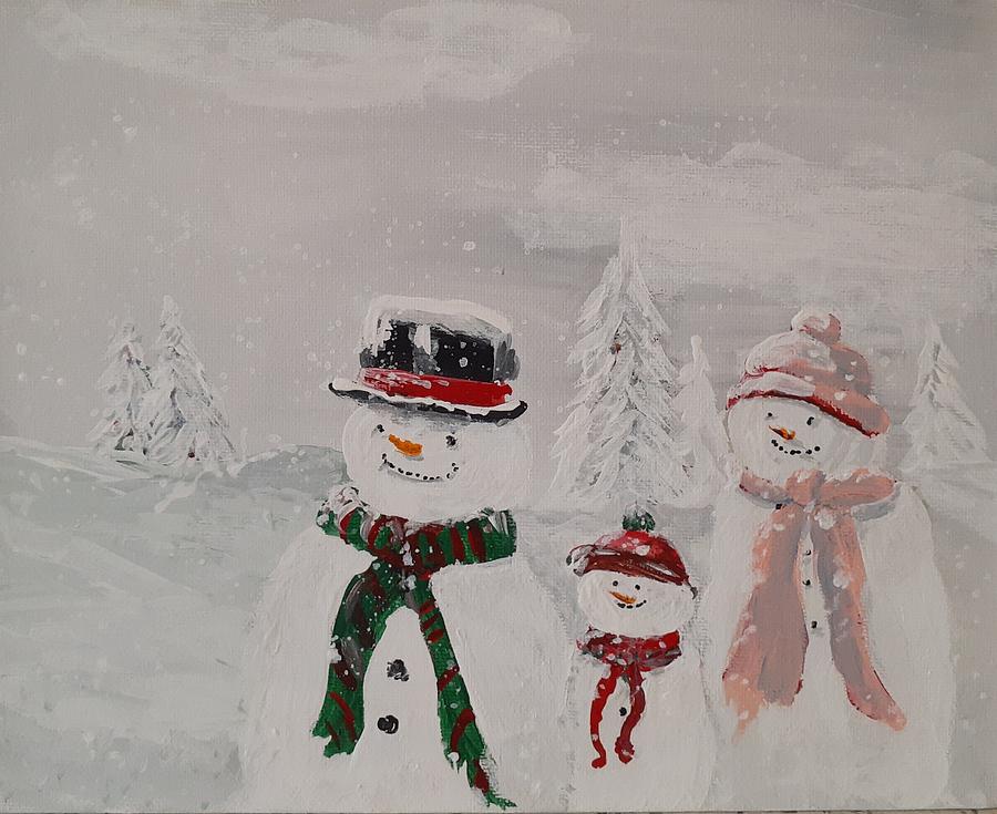 Snow Family Painting by Betty-Anne McDonald