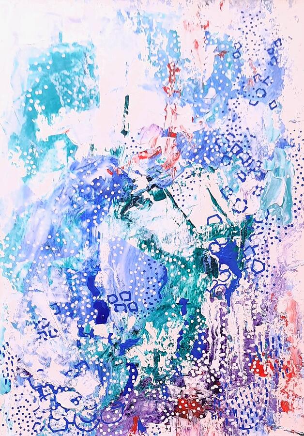 Snow flakes Abstract art Painting by Asha Sudhaker Shenoy