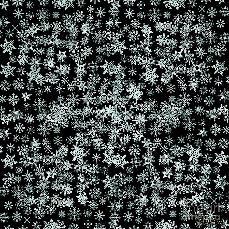 Pattern Digital Art - Snow Flakes On A Midnight Sky by Walter Neal