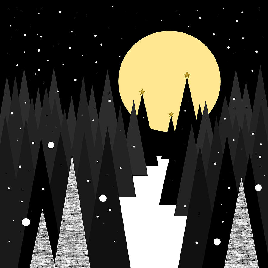 Snow Flurries in the Pines Digital Art by Val Arie