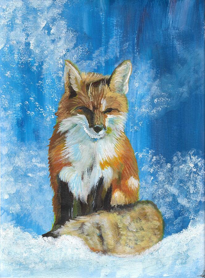 Snow Fox Painting by Blank Page - Fine Art America