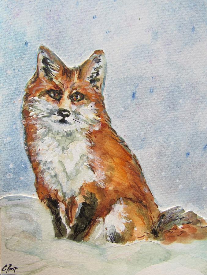 Snow Fox Painting by Cheryll Root - Fine Art America