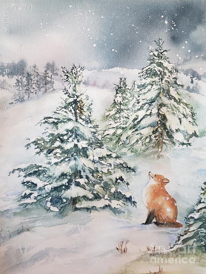 Tree Painting - Snow Fox by Patricia Pushaw
