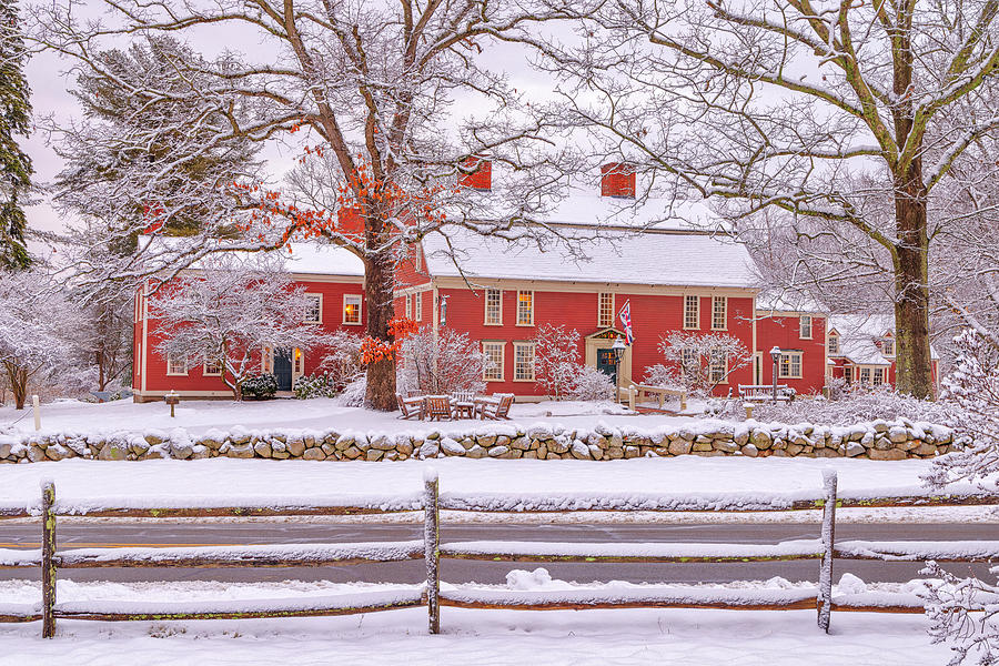 Snow Frames the Longfellows Wayside Inn and Restaurant Photograph by Juergen Roth