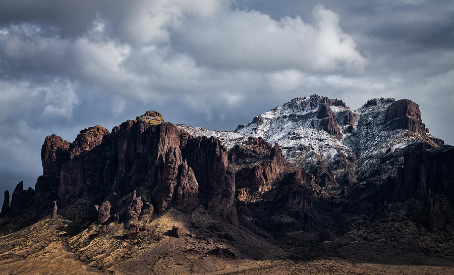 Snow Frosted Superstition Mountains  Photograph by Saija Lehtonen