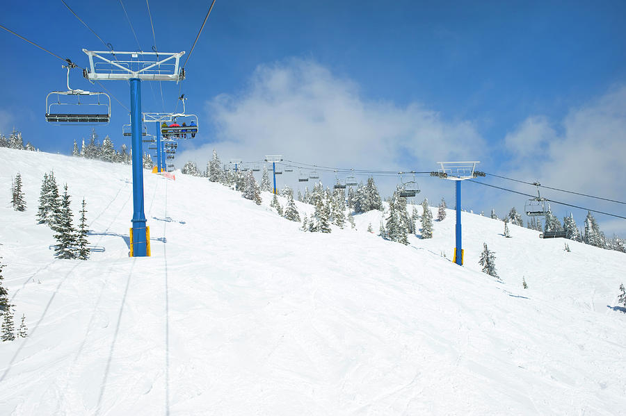 Snow Ghost Express chair lift, Big White Photograph by David L Moore