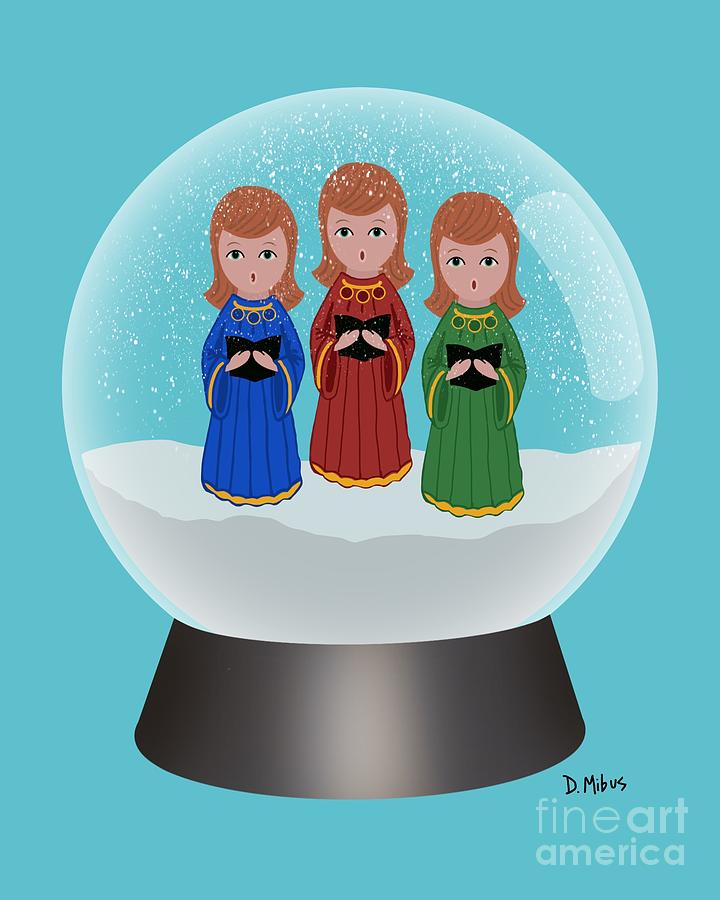 Snow Globe Christmas Carolers Digital Art by Donna Mibus