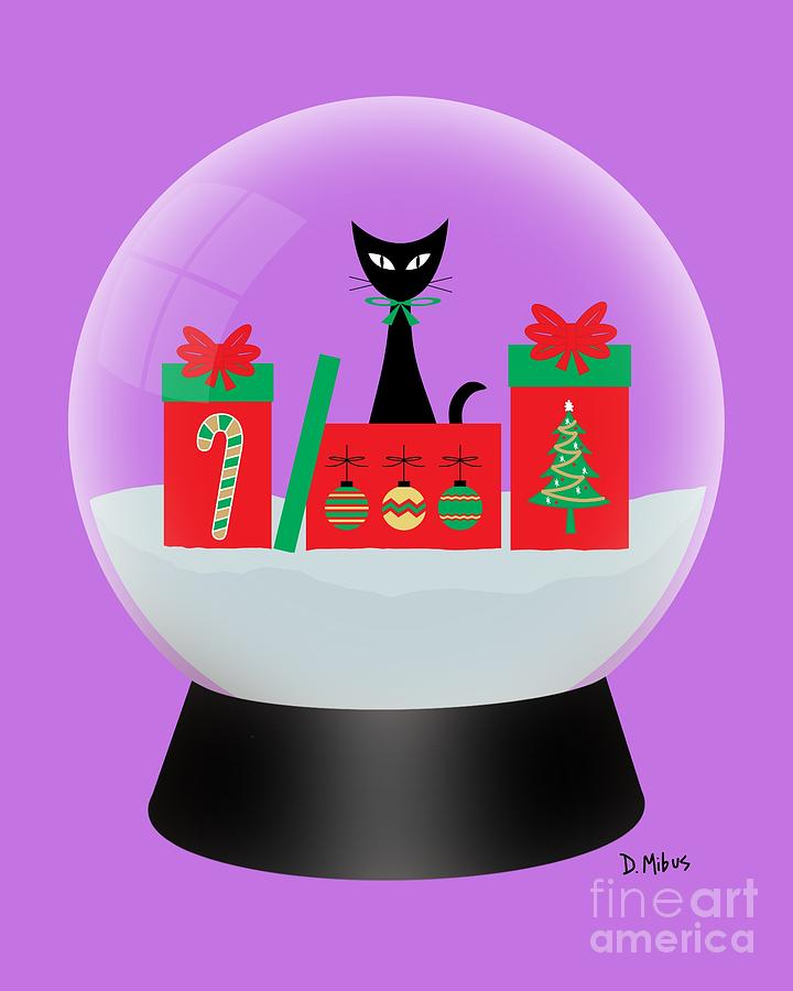 Snow Globe Christmas Cat Digital Art by Donna Mibus