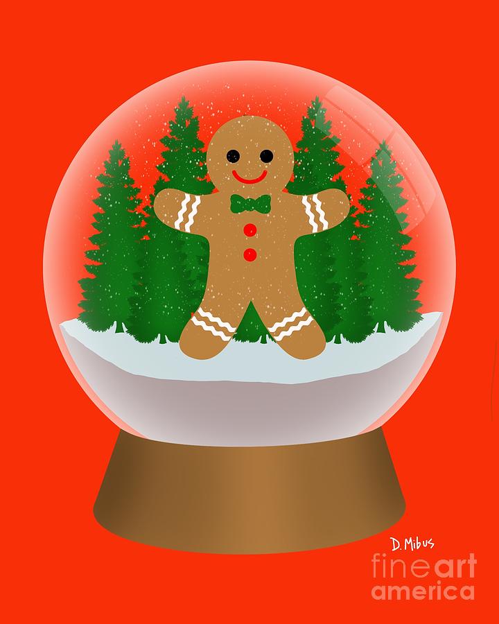Snow Globe Gingerbread Man  Digital Art by Donna Mibus