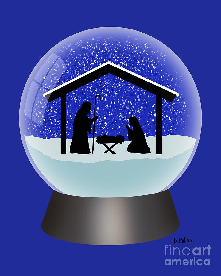 Snow Globe Nativity Digital Art by Donna Mibus
